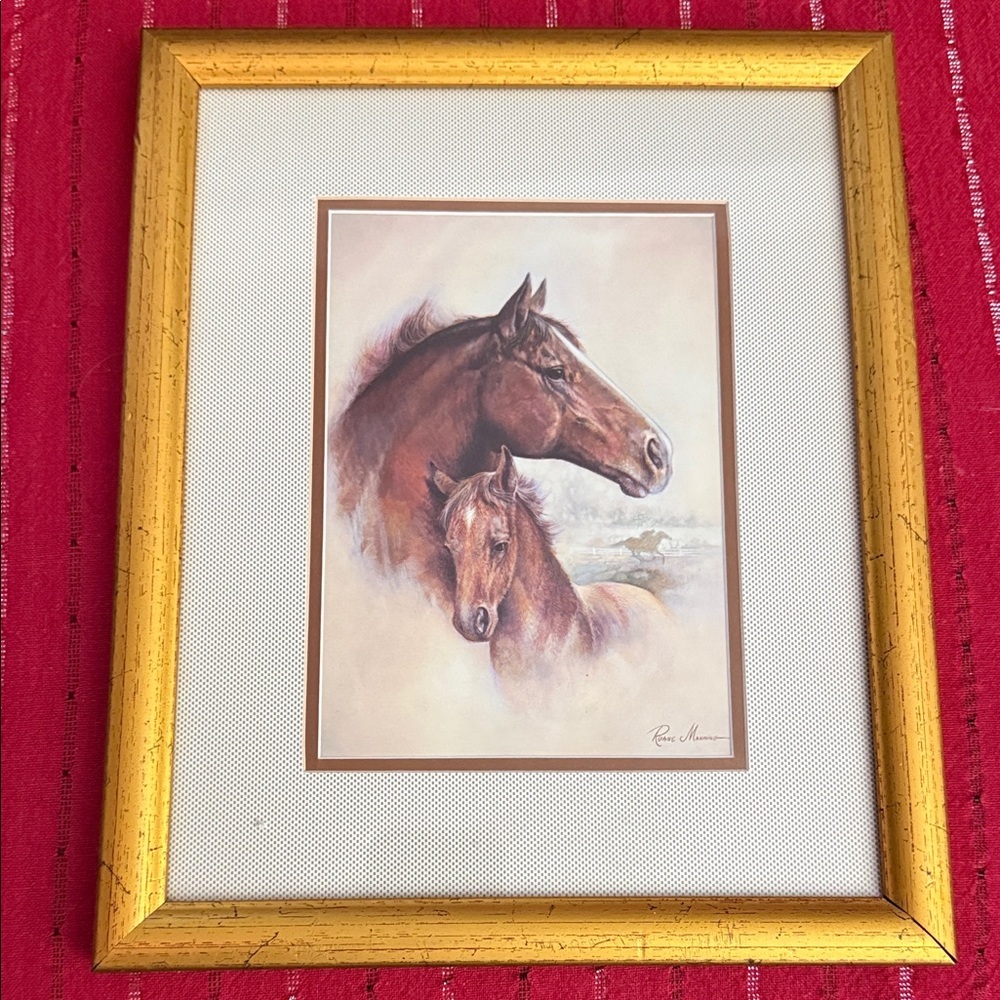 Ruane Manning Framed Horse Art Print with Gold Frame